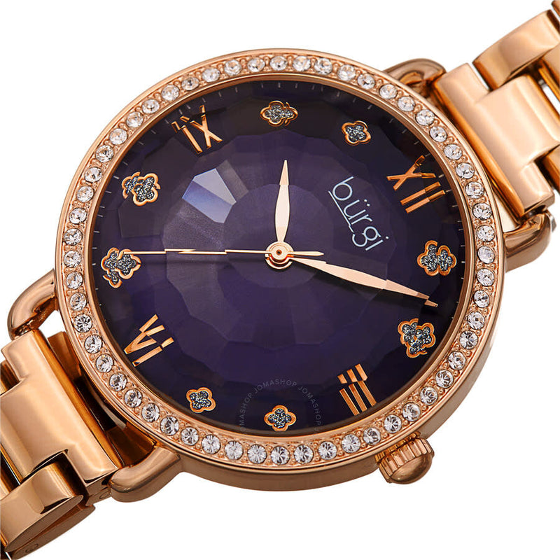 Burgi Quartz Blue Dial Rose Gold-tone Ladies Watch BUR269RGBU - The Watches Men & Co #2