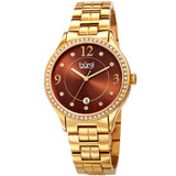 Burgi Quartz Brown Dial Yellow Gold-tone Ladies Watch BUR180YGBR - The Watches Men & Co