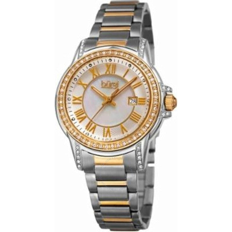 Burgi Quartz Crystal Mother of Pearl Dial Ladies Watch BUR168TTG - The Watches Men & Co