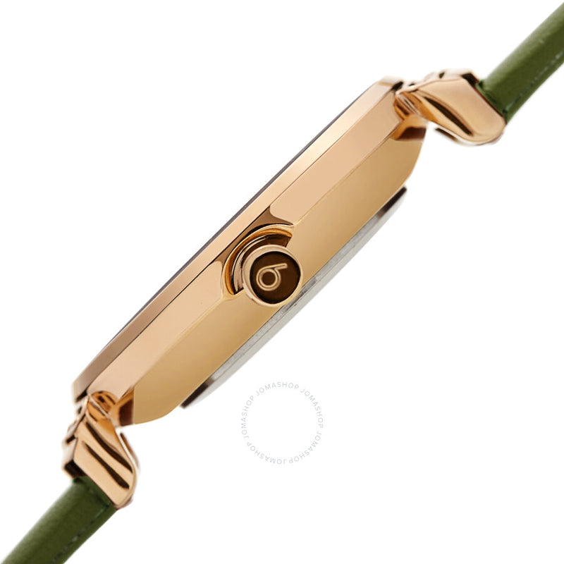 Burgi Quartz Crystal Silver Dial Green Leather Ladies Watch BUR254GN - The Watches Men & Co #3