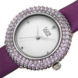 Burgi Quartz Crystal Silver Dial Purple Satin Ladies Watch BUR227PU - The Watches Men & Co #2