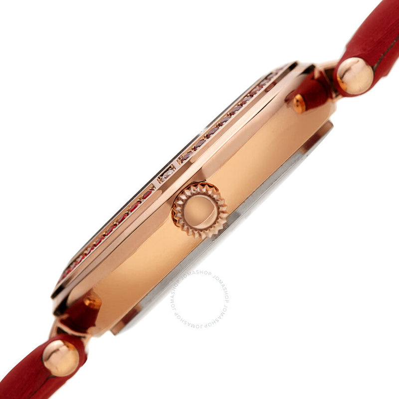 Burgi Quartz Crystal White Dial Red Satin Ladies Watch BUR251RD - The Watches Men & Co #3