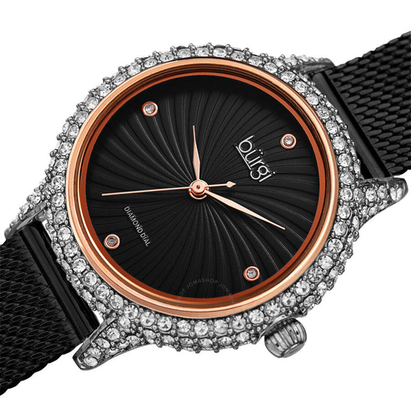 Burgi Quartz Diamond Black Dial Ladies Watch BUR250BKR - The Watches Men & Co #2