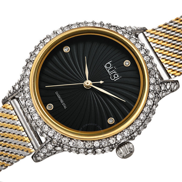 Burgi Quartz Diamond Black Dial Ladies Watch BUR250TTG - The Watches Men & Co #2