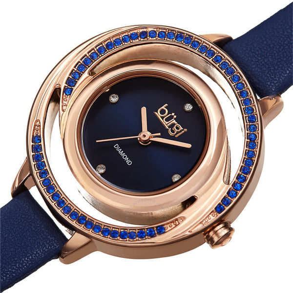 Burgi Quartz Diamond Blue Dial Ladies Watch BUR261BU - The Watches Men & Co #2