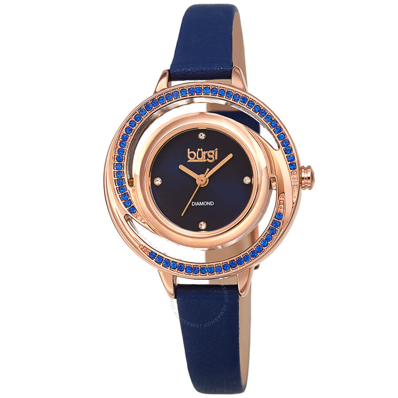 Burgi Quartz Diamond Blue Dial Ladies Watch BUR261BU - The Watches Men & Co