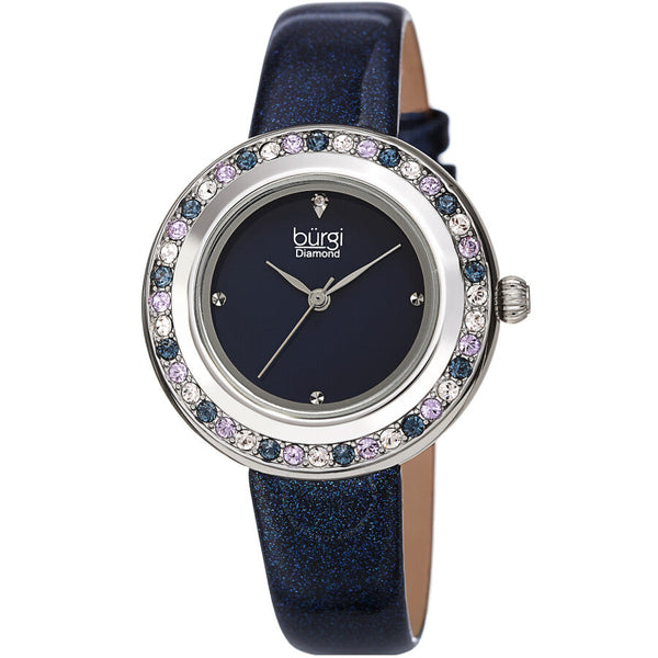 Burgi Quartz Diamond Blue Dial Blue Polyurethane Ladies Watch BUR265BU - The Watches Men & Co