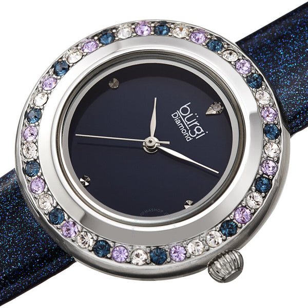 Burgi Quartz Diamond Blue Dial Blue Polyurethane Ladies Watch BUR265BU - The Watches Men & Co #2