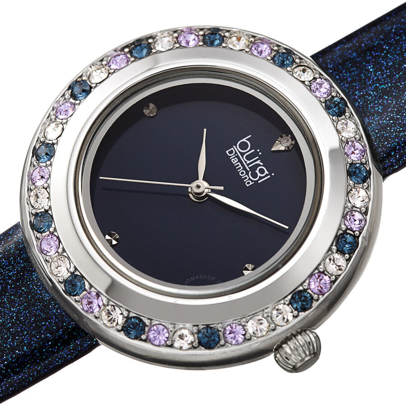 Burgi Quartz Diamond Blue Dial Blue Polyurethane Ladies Watch BUR265BU - The Watches Men & Co #2
