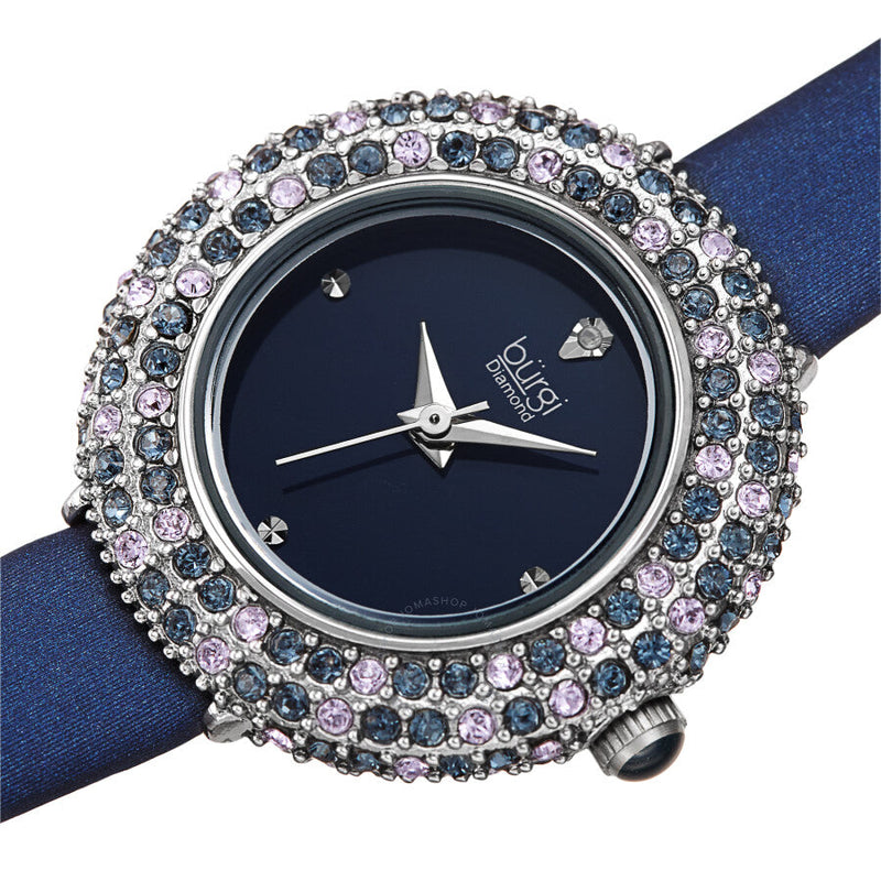 Burgi Quartz Diamond Crystal Blue Dial Ladies Watch BUR240BU - The Watches Men & Co #2
