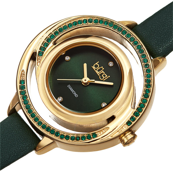 Burgi Quartz Diamond Green Dial Ladies Watch BUR261GN - The Watches Men & Co #2
