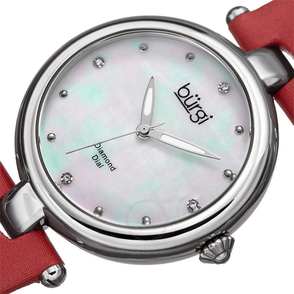 Burgi Quartz Diamond Mother of Pearl Dial Ladies Watch BUR169RD - The Watches Men & Co #2