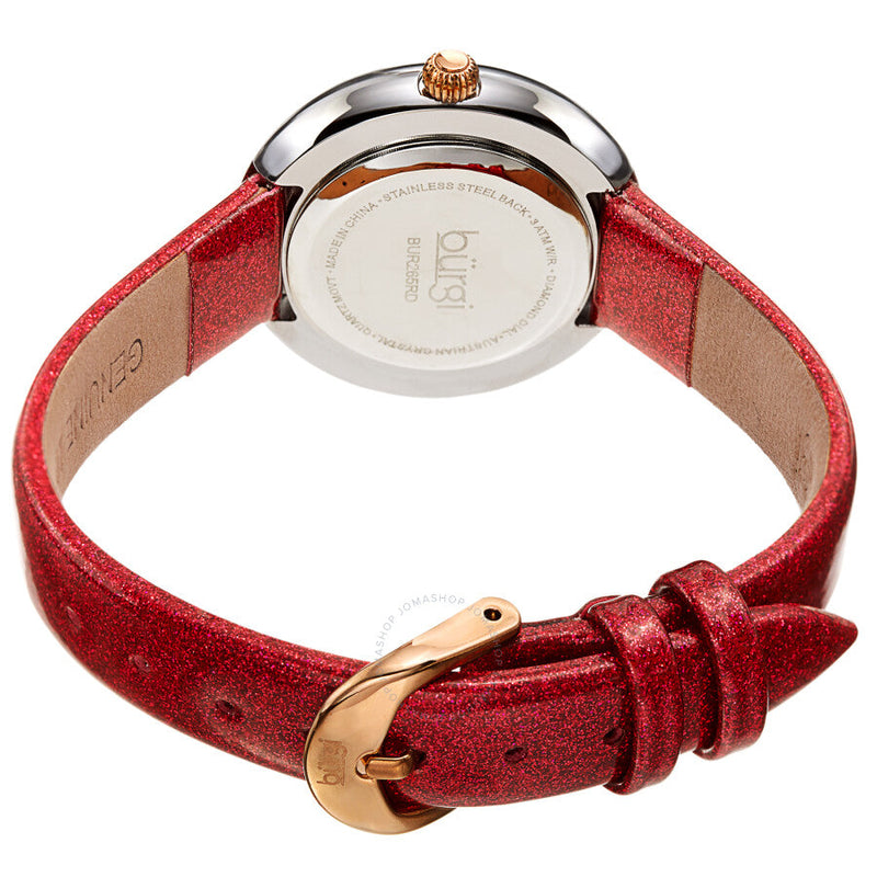 Burgi Quartz Diamond Red Dial Ladies Watch BUR265RD - The Watches Men & Co #4