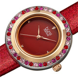Burgi Quartz Diamond Red Dial Ladies Watch BUR265RD - The Watches Men & Co #2