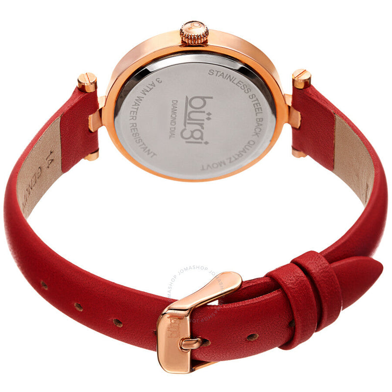 Burgi Quartz Diamond Red Dial Red Leather Ladies Watch BUR196RD - The Watches Men & Co #4