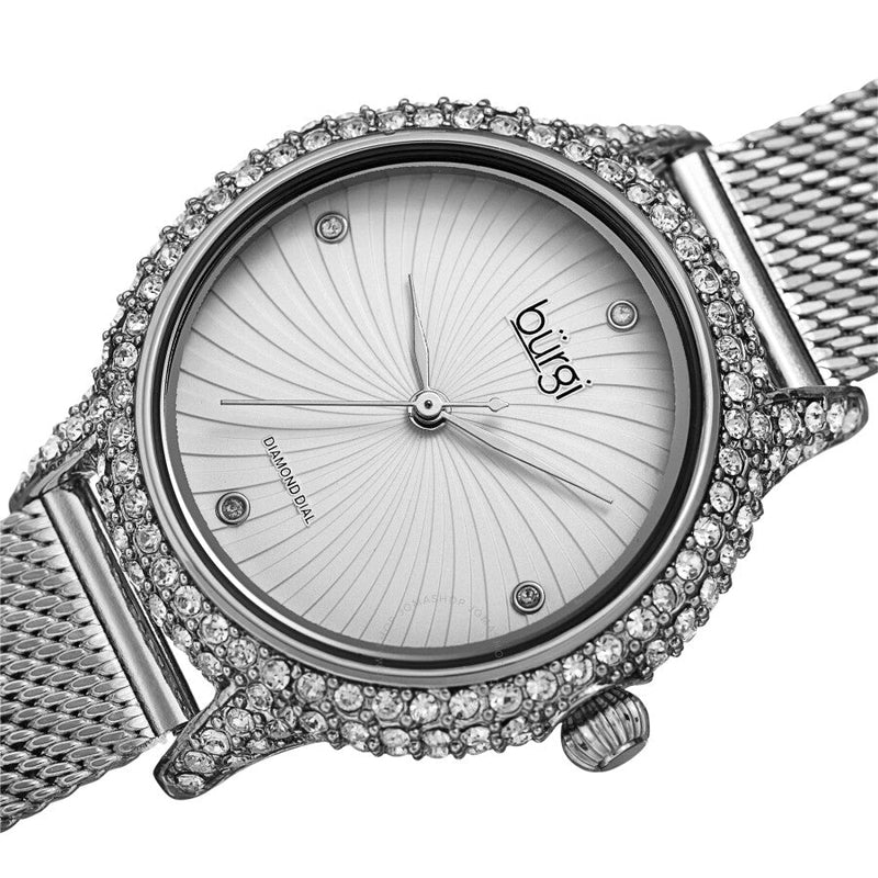 Burgi Quartz Diamond Silver Dial Ladies Watch BUR250SS - The Watches Men & Co #2