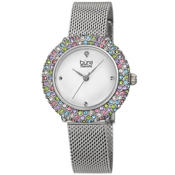 Burgi Quartz Diamond Silver Dial Ladies Watch BUR258SS - The Watches Men & Co