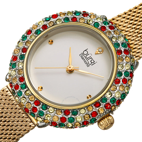 Burgi Quartz Diamond Silver Dial Ladies Watch BUR258YG - The Watches Men & Co #2