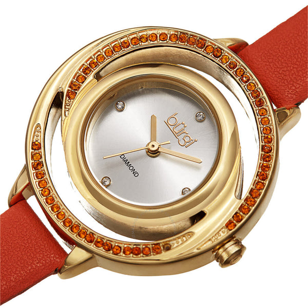 Burgi Quartz Diamond Silver Dial Ladies Watch BUR261OR - The Watches Men & Co #2