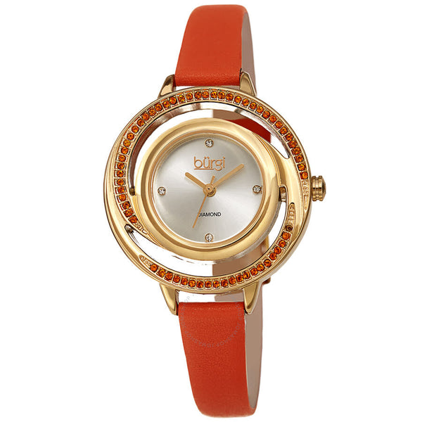 Burgi Quartz Diamond Silver Dial Ladies Watch BUR261OR - The Watches Men & Co