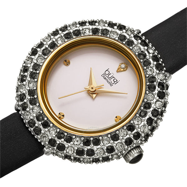 Burgi Quartz Diamond White Dial Ladies Watch BUR240BK - The Watches Men & Co #2