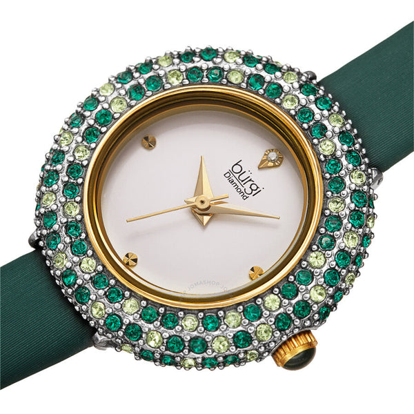 Burgi Quartz Diamond White Dial Ladies Watch BUR240GN - The Watches Men & Co #2