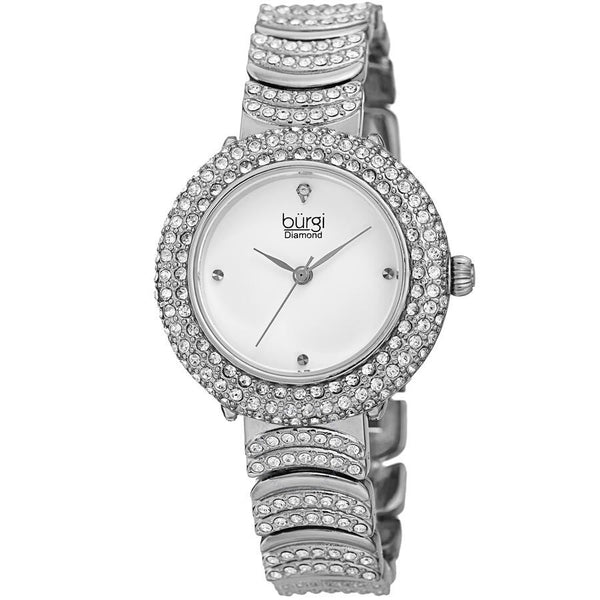 Burgi Quartz Diamond White Dial Ladies Watch BUR266SS - The Watches Men & Co