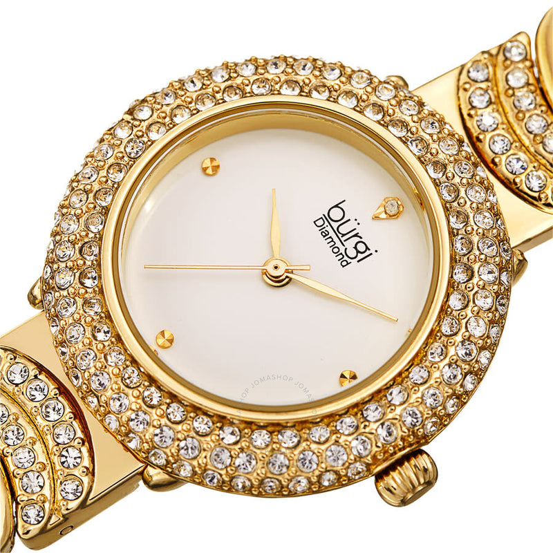Burgi Quartz Diamond White Dial Ladies Watch BUR266YG - The Watches Men & Co #2
