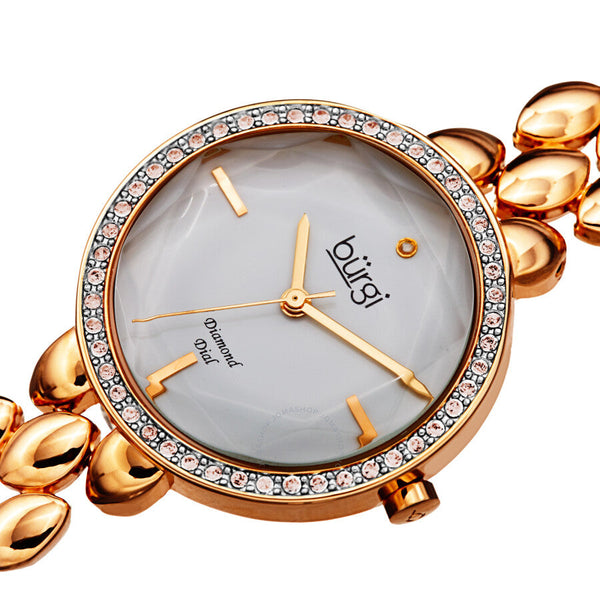 Burgi Quartz Diamond White Dial Rose Gold-tone Ladies Watch BUR242RG - The Watches Men & Co #2
