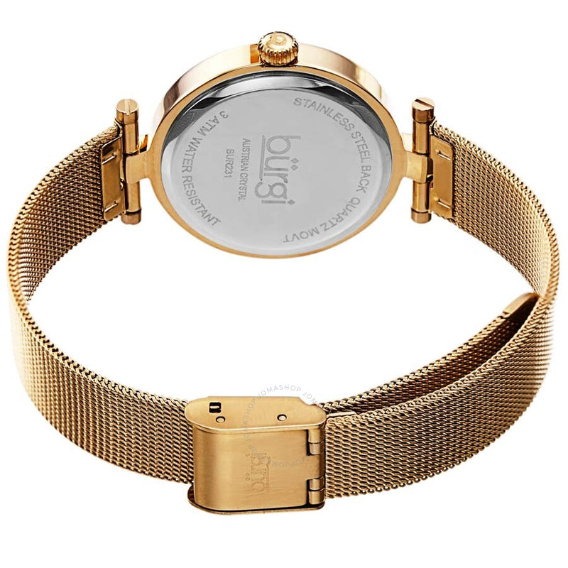 Burgi Quartz Gold Dial Gold-tone Mesh Ladies Watch BUR231YG - The Watches Men & Co #4