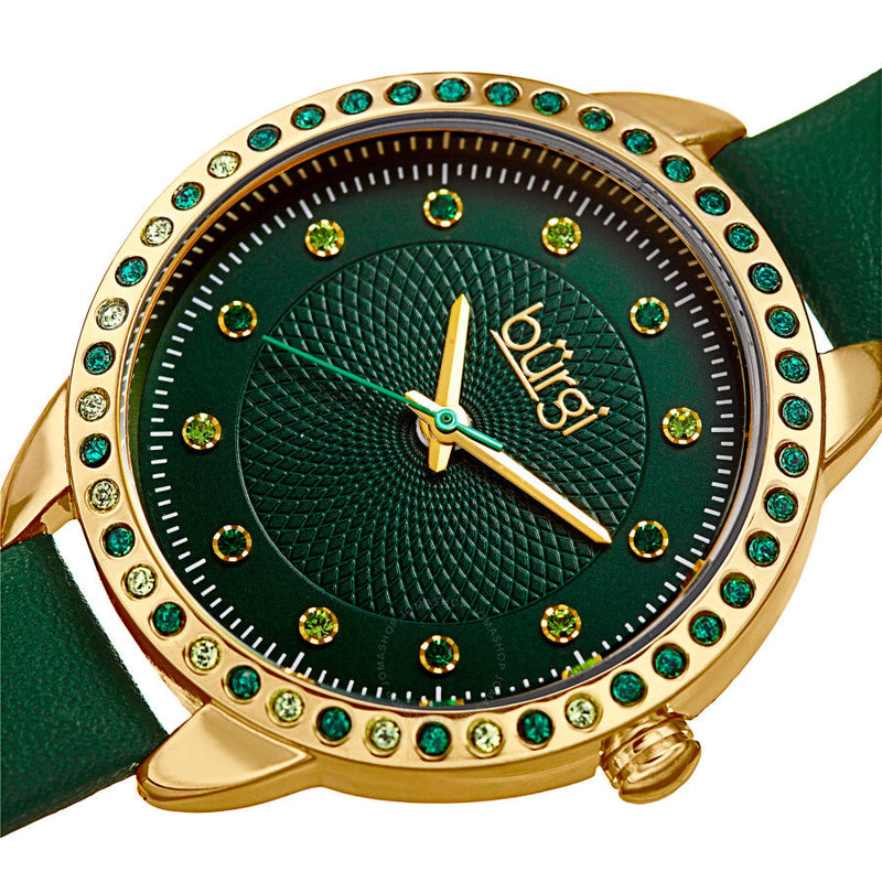 Burgi Quartz Green Dial Green Leather Ladies Watch BUR161YGGN - The Watches Men & Co #2
