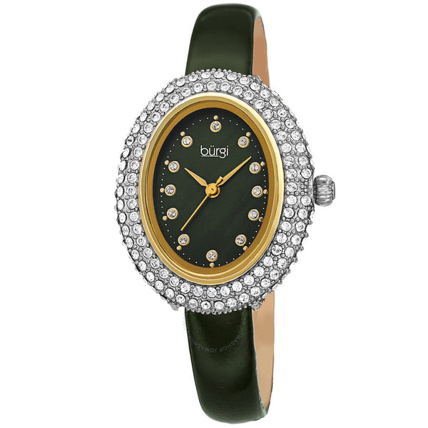 Burgi Quartz Green Dial Green Leather Ladies Watch BUR234GN - The Watches Men & Co