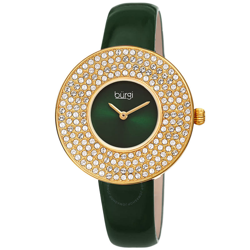 Burgi Quartz Green Dial Green Leather Ladies Watch BUR272GN - The Watches Men & Co