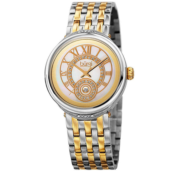 Burgi Quartz Mother of Pearl  Dial Ladies Watch BUR164TTG - The Watches Men & Co