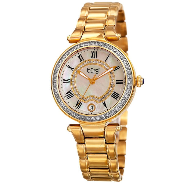 Burgi Quartz Mother of Pearl Dial Ladies Watch BUR165YG - The Watches Men & Co