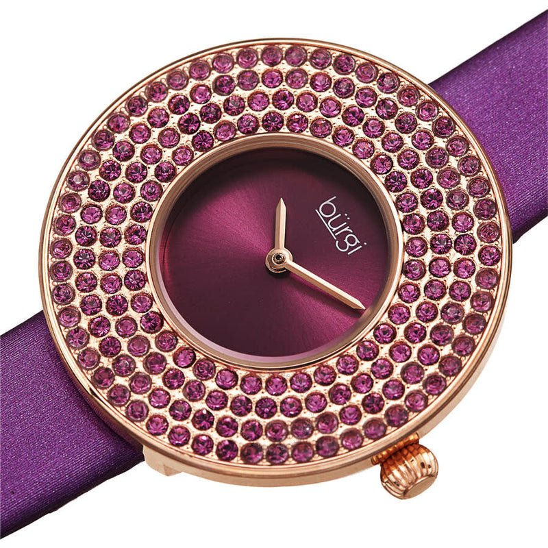 Burgi Quartz Purple Dial Purple Satin Ladies Watch BUR270PU - The Watches Men & Co #2