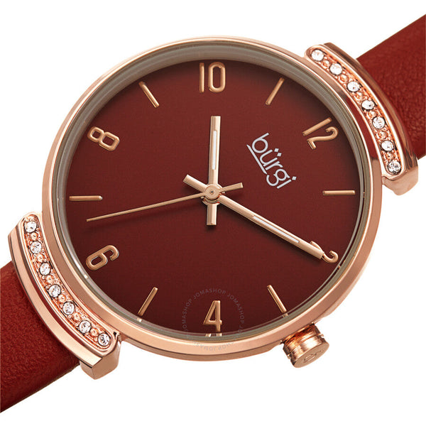Burgi Quartz Red Dial Red Leather Ladies Watch BUR254RD - The Watches Men & Co #2
