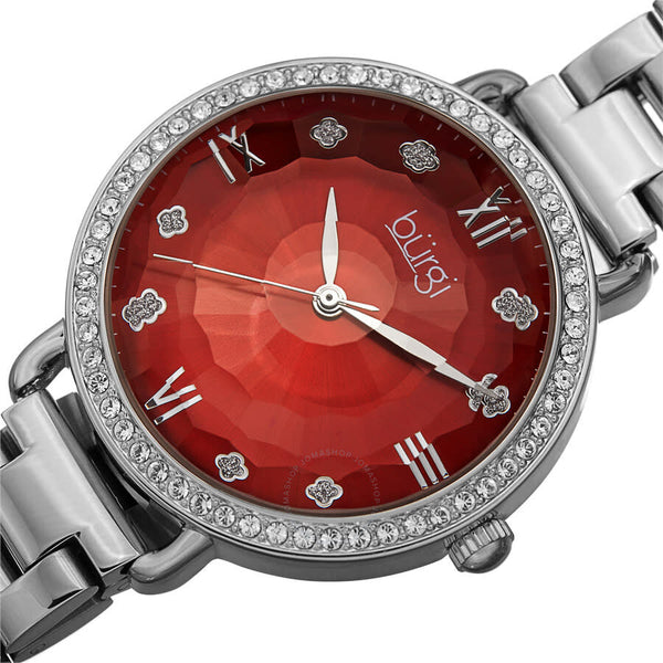 Burgi Quartz Red Dial Stainless Steel Ladies Watch BUR269SSRD - The Watches Men & Co #2
