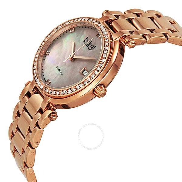 Burgi Quartz Rose Gold-tone Diamond Bracelet Ladies Watch BUR055RG - The Watches Men & Co #2