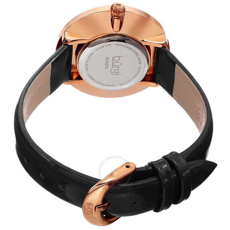 Burgi Quartz Silver Dial Black Leather Ladies Watch BUR272RGB - The Watches Men & Co #4