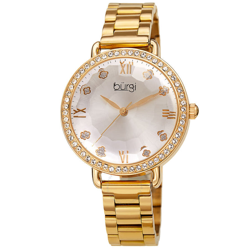 Burgi Quartz Silver Dial Gold-tone Ladies Watch BUR269YG - The Watches Men & Co