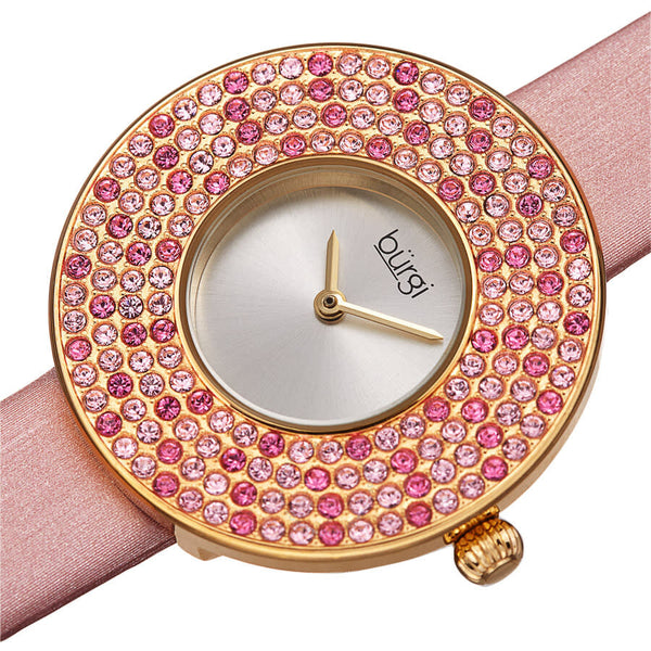 Burgi Quartz Silver Dial Pink Satin Ladies Watch BUR270PK - The Watches Men & Co #2