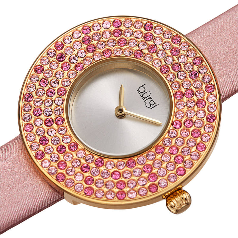 Burgi Quartz Silver Dial Pink Satin Ladies Watch BUR270PK - The Watches Men & Co #2