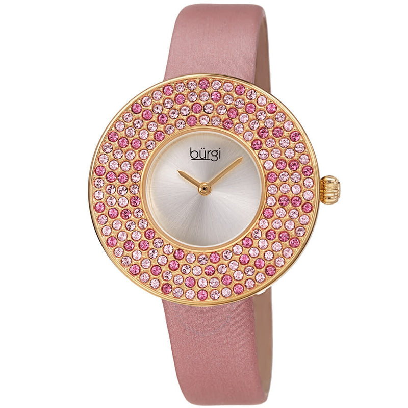 Burgi Quartz Silver Dial Pink Satin Ladies Watch BUR270PK - The Watches Men & Co