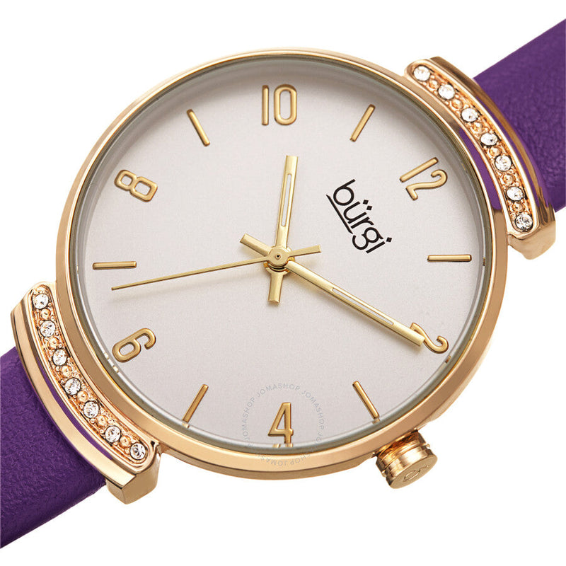 Burgi Quartz Silver Dial Purple Leather Ladies Watch BUR254PU - The Watches Men & Co #2