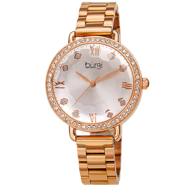 Burgi Quartz Silver Dial Rose Gold-tone Ladies Watch BUR269RG - The Watches Men & Co