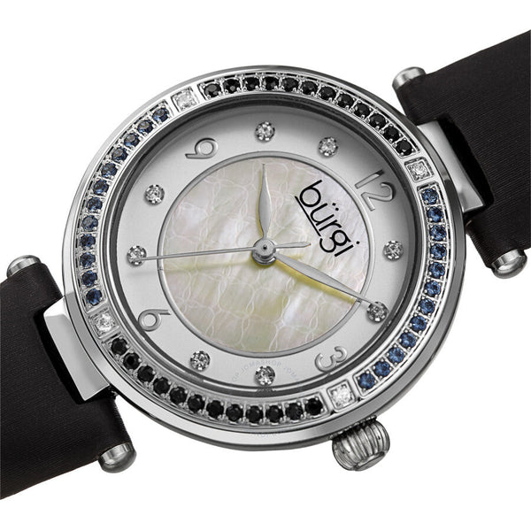 Burgi Quartz White Dial Black Leather Ladies Watch BUR251BK - The Watches Men & Co #2