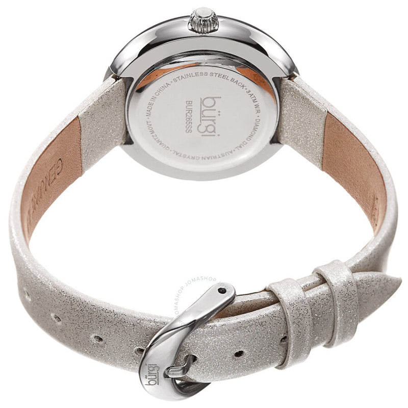 Burgi Quartz White Dial Silver Polyurethane Ladies Watch BUR265SS - The Watches Men & Co #4