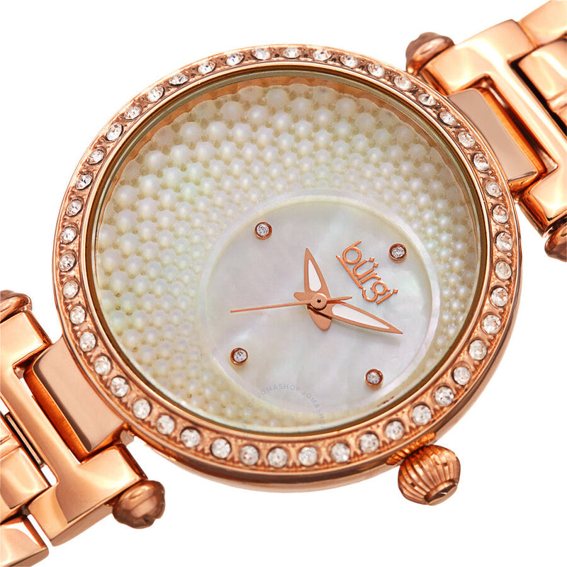 Burgi Quartz White Mother of Pearl Dial Ladies Watch BUR183RG - The Watches Men & Co #2