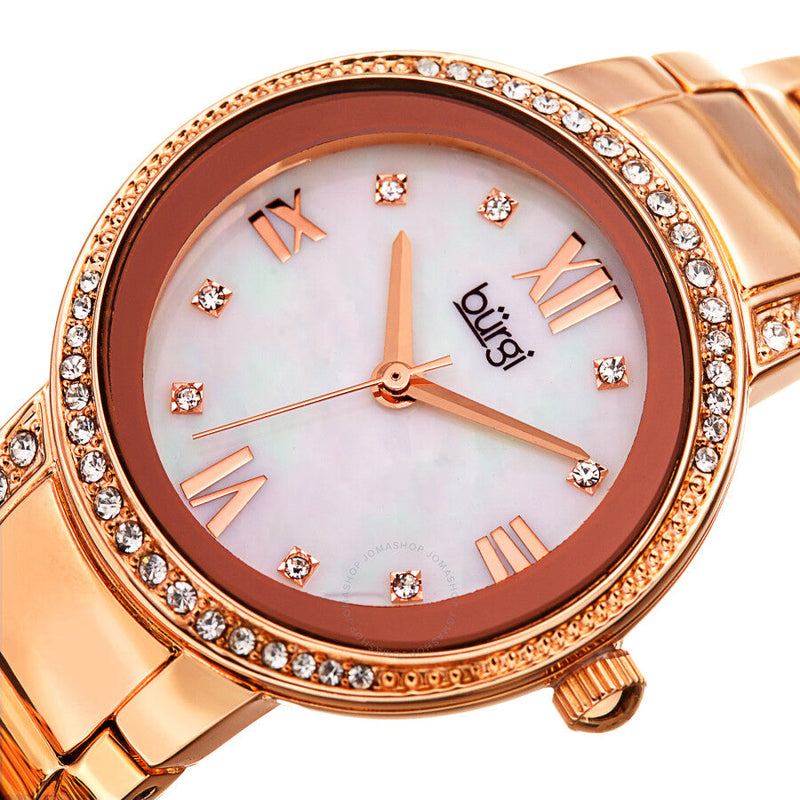 Burgi Quartz White Mother of Pearl Dial Ladies Watch BUR187RG - The Watches Men & Co #2